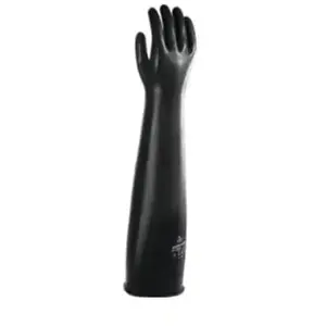 Ansell AlphaTec 87-108 Gants de Protection Chimique en Latex, avec Manchette Longue (61cm), Très Résistants à l'Abrasion et Réutilisables, Sécurité Industrielle, Noir, Taille L (1 Paire) pas cher