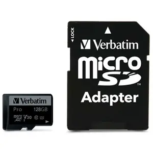 Comparateur de prix : MicroSDXC Pro 128GB Class 10 uhs-i incl Adapter (47044) - Verbatim