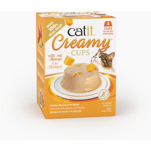 4x25g Catit Creamy Cups Poulet à la mangue friandises pour chat pas cher