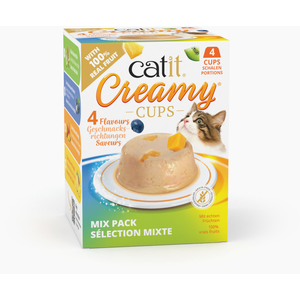 4x25g Catit Creamy Cups Mix (4 sortes) friandises pour chat pas cher