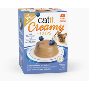 4x25g Catit Creamy Cups Thon & Poulet avec myrtilles friandises pour chat pas cher