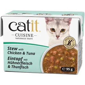 Ragoût pour chats Catit Cousine, Poulet et Thon -95g pas cher