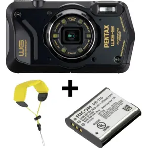 Pentax WG-8 kit avec batterie DB110 et dragonne - Noir pas cher