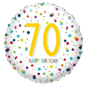Amscan Ballon Aluminium Rond 43 cm : Happy Birthday 70 ans - Confettis pas cher