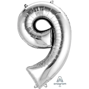 Amscan Zilver Folieballon Cijfer 9 - 86cm pas cher