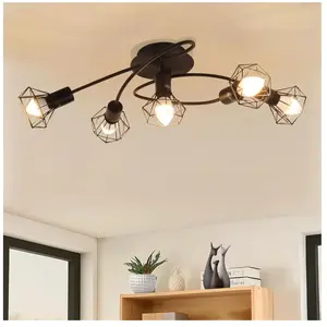 Homefire Spot de Plafond LED 4 Ampoules Noir Salon Spot Orientable GU10 Spot Lampe Moderne pour Cuisine, Chambre, Couloir, Sans pas cher