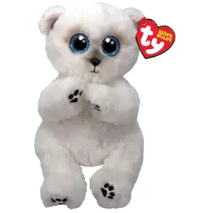 Peluche TY Beanie Bellies Wuzzy l'ours 15 cm Blanc pas cher