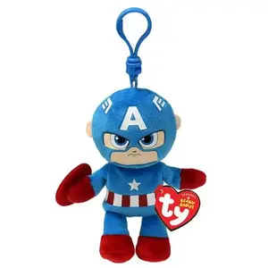 Peluche Ty Marvel Beaniee Babies Soft Porte-clés Captain America
