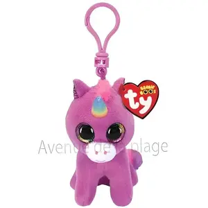 Porte-clés en peluche Ty Beanie Boo's Clip Rosette La licorne 7 cm pas cher