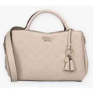 GUESS Sac à main taupe pour femme - Phoebe Girlfriend Satchel Bag Simply Taupe Logo 313088