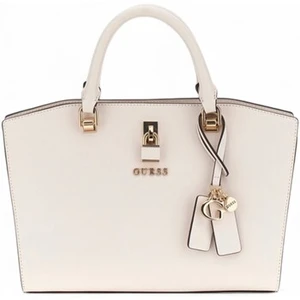 GUESS Sac à main beige taupe pour femme - Queensland Luxury Satchel Cream White / Taupe 311524