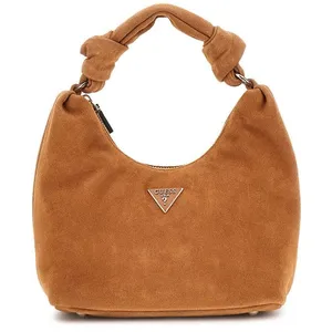 GUESS Leren schoudertas Isotta Hobo Bag Cognac Lichtbruin pas cher