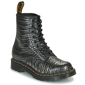 Boots Dr Martens 1460 Wns - Femme - Noir - Cuir - Lacets - Talon Large