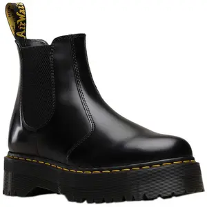 Dr. Martens - Dames Laars 2976 Quad Black Polished Smooth - Zwart - Maat 38