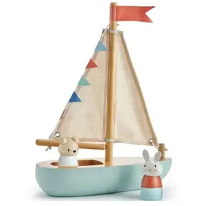 Tender Leaf Toys Boot Sailaway Junior 29,5 X 23 Cm Hout 3-delig pas cher