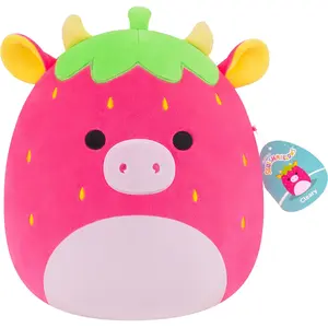 Peluche Squishmallows Cleary La vache fraise 30 cm pas cher