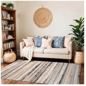 SURYA Tapis de Salon à Poils Courts Doux Scandinave Moderne PANDORA 200x275cm Gris/Bleu