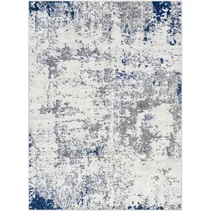 LIVABLISS Tapis de Salon à Poils Courts Doux Abstrait Moderne SARAH 160x220cm Gris/Blanc pas cher