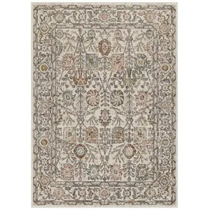 SURYA Tapis de Salon à Poils Courts Doux Vintage Oriental AMIRA 200x275cm Rose/Blanc pas cher