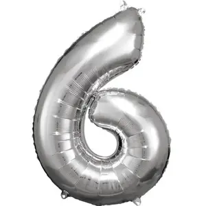 ballon aluminium chiffre 6 88cm argent - 9906291 AMSCANVendu parfnac-be