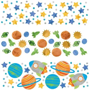 Amscan Confettis de table - Multicolore - Voyage dans lespace - 34g - Décoration anniversaire - Thème astronaute pas cher