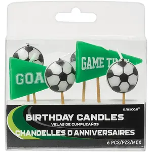 Amscan Verjaardagskaarsjes Voetbal 6 Cm Groen/zwart/wit 6 Stuks pas cher