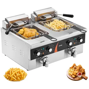 Comparateur de prix : Friteuse Électrique Commerciale-VEVOR-3000 W-2 Cuves en Inox de 85 L a...