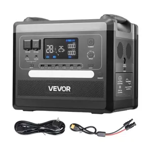VEVOR Draagbare Stroomgenerator, 2400w 2160wh Zonnegenerator met 10 Uitgangen en Regelbaar Ingangsvermogen, Uitbreidbare Lifepo4-Accu voor Thuis, Kamperen en Camper (Zonnepaneel Niet Inbegrepen)