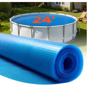VEVOR Zonnedecking voor Zwembad, 7,32m Ronde Zwembadzakdoek, 12 Mil Zonnendecking met Zakken en Pe-Materiaal, Dagelijks Warmteopwekking, Nachtelijke Warmteretentie, Warmteretende Zonnendeckingen, Blauw pas cher