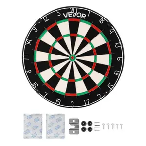 VEVOR Dartbord 450 mm, dartbord van sisalvezel met nietjesvrije bullse... pas cher