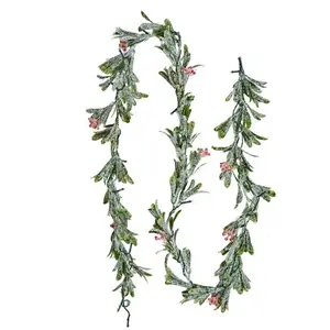 VEVOR Kerstkrans 2m met Wijnranken, Bessen, Olijfbladeren en Lichtsnoeren
