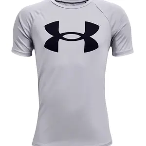 Maillot garçon - Under Armour - Tech Big Logo - Manches courtes - Gris mod/noir - 100% polyester pas cher
