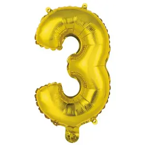 Amscan Folieballon Cijfer 3 35 Cm Goud