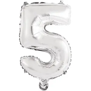 RueDeLaFete Ballon Aluminium 40 cm : Chiffre 5 - ArgentVendu parbol