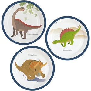 Amscan - ECO Happy Dinosaur Papieren Bordjes Groot (8 stuks) pas cher
