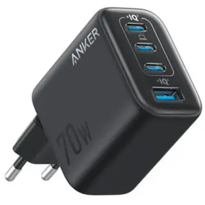 Anker Nano GaN Fast Charger (70 W, 4 ports), Chargeur USB, Noir