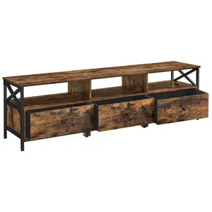 Meuble TV - VASAGLE - 178 cm - 3 Tiroirs - 3 Étagères - Marron Rustique et Noir pas cher