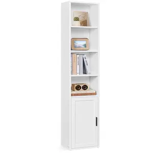 VASAGLE Bibliothèque haute avec portes, Blanc nuage / 31,8L cm LBC401W01 pas cher