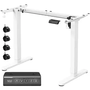 VASAGLE Bureau assis debout réglable avec cadre électrique, Blanc Mat LSD021W01 pas cher