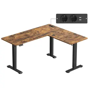VASAGLE Bureau électrique réglable en hauteur pour télétravail, Marron Rustique + Noir d'Encre LSD264K01 pas cher
