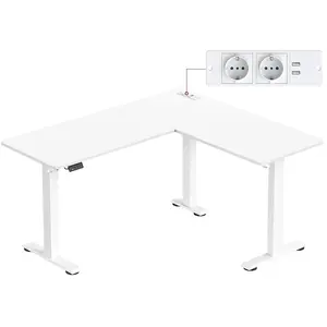 VASAGLE Bureau électrique réglable en hauteur pour télétravail, Blanc Nuage + Blanc Mat LSD264W01 pas cher
