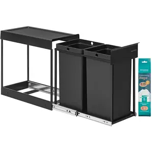 Prullenbak - 2 Compartimenten & Uittrekbaar Afvalscheidingssysteem