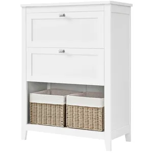 VASAGLE Armoire de Rangement Organisateur de Salle de Bain 2 Tiroirs avec Séparateur Ajustable 30 x 60 x 80 cm Blanc pas cher