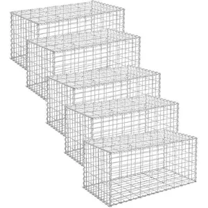 SONGMICS Lot de 5 Gabions 100 x 50 x 50 cm métalliques Déco jardin Clôture Déco... pas cher