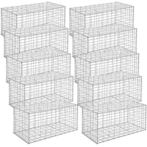SONGMICS Lot de 10 Gabions 100 x 50 x 50 cm métalliques Déco jardin Clôture Déc... pas cher
