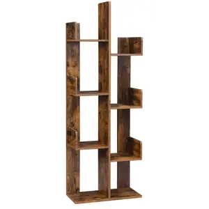VASAGLE Bibliothèque arbre, Meuble de rangement, avec coins arrondis et rebords, Style Vintage LBC66BXV1 pas cher