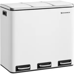 Songmics Rubbi, Poubelle, Blanc pas cher