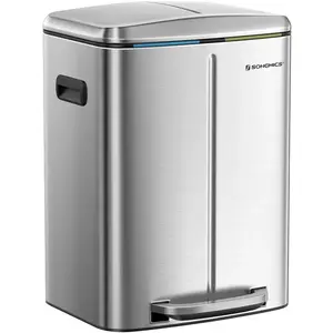 Songmics 40 liter dubbel compartiment prullenbak zilver pas cher