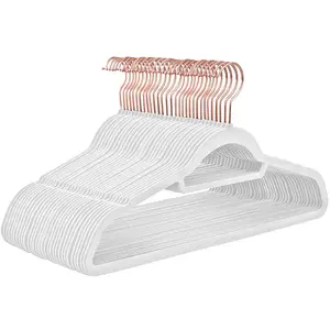 SONGMICS Cintres en velours antiglisse, Marron Clair + Rose Gold / 30 CRF021W01 pas cher