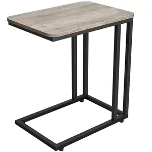 VASAGLE Table d'appoint mobile, Grège + Noir LNT050B02 pas cher